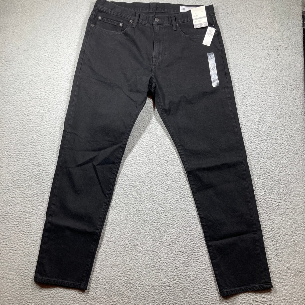 Gap Slim Jeans Mens 34x32 NEW Black GapFlex Stretch Denim 5-Pocket Pants